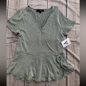Women’s green and white stripes blouse